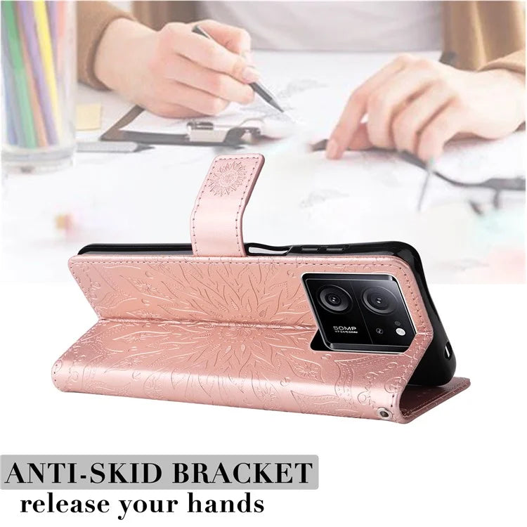 KT Imprinting Flower Series-1 For Xiaomi 13T / 13T Pro / Redmi K60 Ultra Case PU Leather Phone Cover Wallet