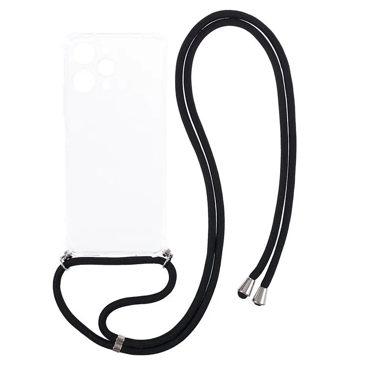 For Xiaomi Redmi 12 4G Clear Case Anti-drop Anti-scratch Phone Cover with Lanyard