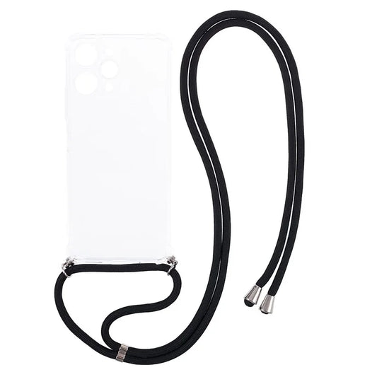 For Xiaomi Redmi 12 4G Clear Case Anti-drop Anti-scratch Phone Cover with Lanyard