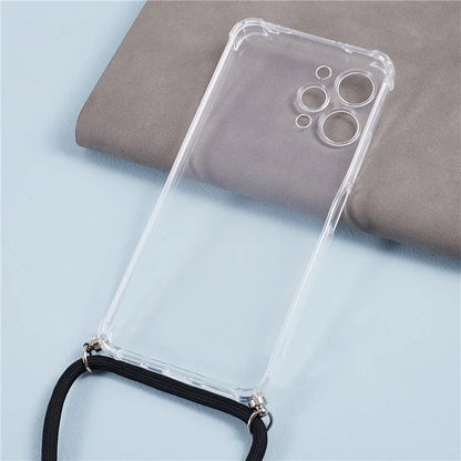 For Xiaomi Redmi 12 4G Clear Case Anti-drop Anti-scratch Phone Cover with Lanyard