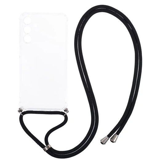 For Samsung Galaxy A15 4G Clear Case Four Corner Protection TPU Cover with Lanyard