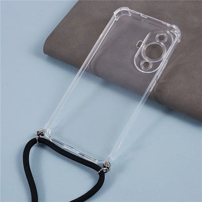 For Huawei nova 11 Clear Case Precise Cutout Phone Back Cover with Lanyard