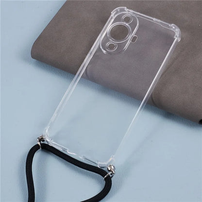 For Huawei nova 11 Clear Case Precise Cutout Phone Back Cover with Lanyard