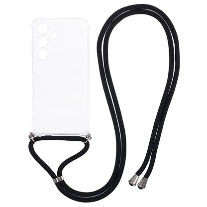 For Samsung Galaxy S24 Case Precise Cutout Transparent Phone Cover with Lanyard