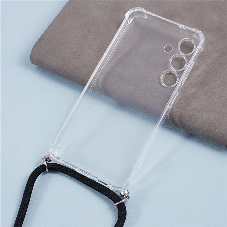 For Samsung Galaxy S24 Case Precise Cutout Transparent Phone Cover with Lanyard