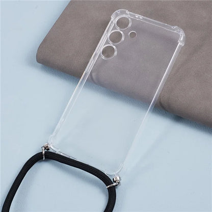 For Samsung Galaxy S24 Case Precise Cutout Transparent Phone Cover with Lanyard