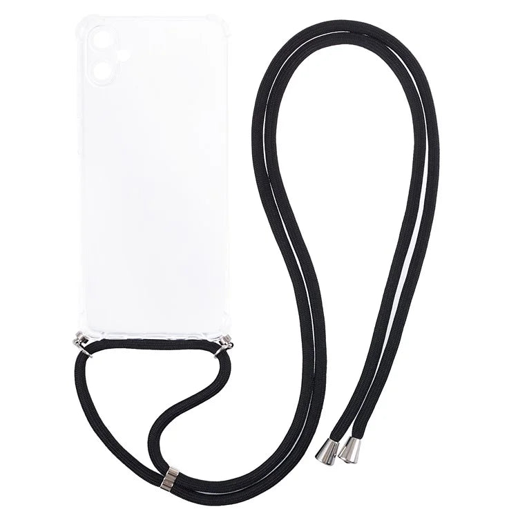 For Samsung Galaxy A05 4G Case Transparent TPU Phone Cover with Lanyard