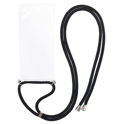 For Samsung Galaxy A05 4G Case Transparent TPU Phone Cover with Lanyard