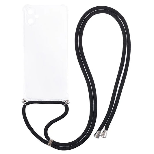 For Samsung Galaxy A05 4G Case Transparent TPU Phone Cover with Lanyard
