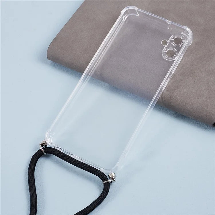 For Samsung Galaxy A05 4G Case Transparent TPU Phone Cover with Lanyard