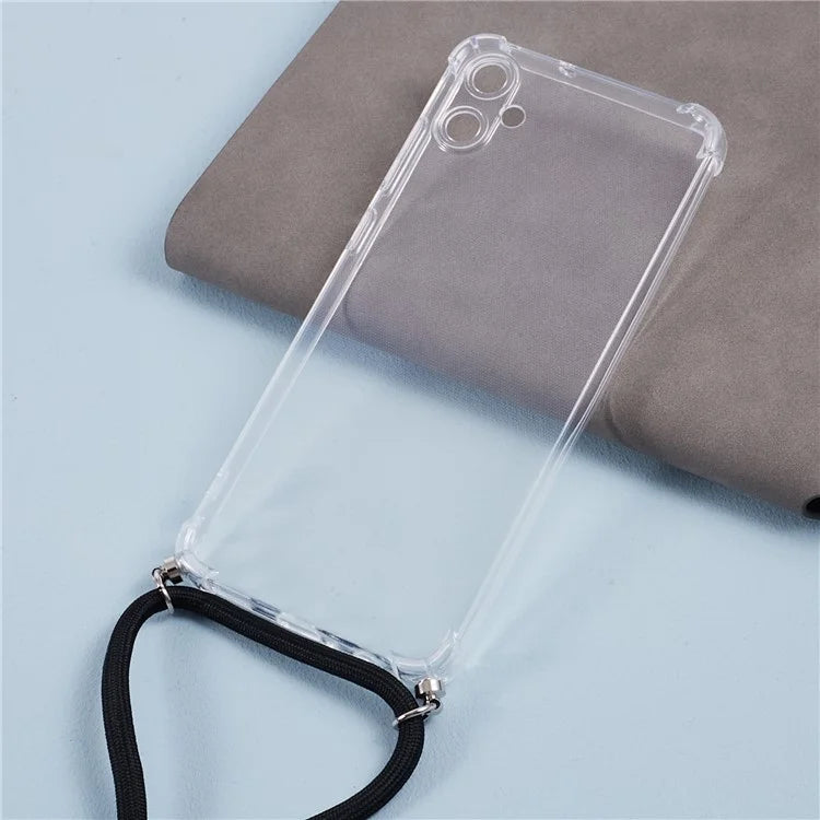 For Samsung Galaxy A05 4G Case Transparent TPU Phone Cover with Lanyard