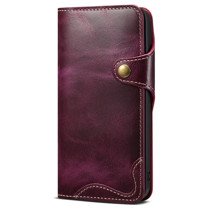 For iPhone 15 Pro Max Case Anti-scratch Waxy Genuine Cow Leather Phone Wallet Cover
