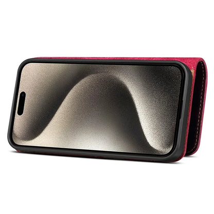 For iPhone 15 Pro Case Waxy Genuine Cow Leather Phone Wallet Shockproof Cover