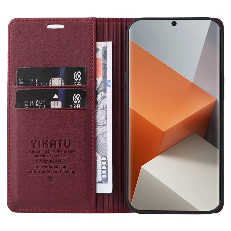 YIKATU YK-001 For Xiaomi Redmi Note 13 Pro+ 5G Case Magnetic Closing Leather Phone Cover
