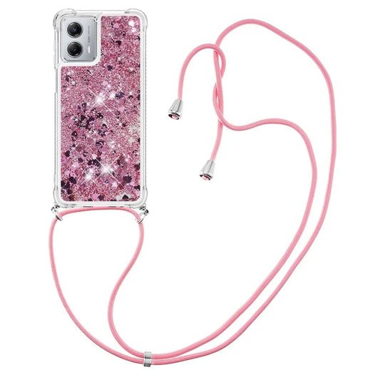 YB Quicksand Series-4 for Motorola Moto G 5G (2023) Case Liquid Sparkle TPU Cover with Lanyard