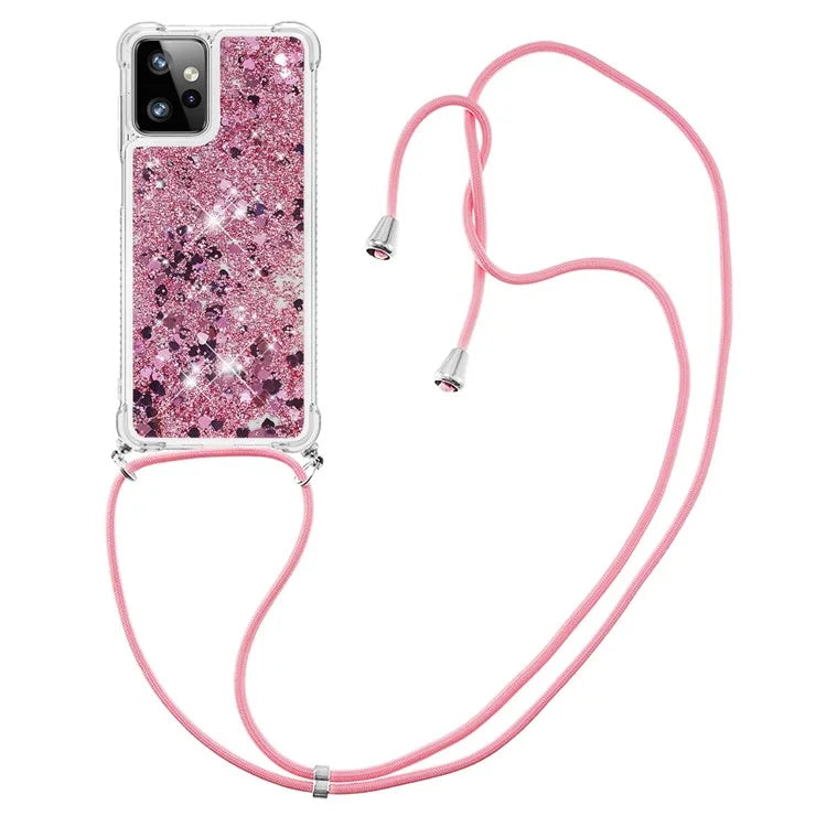 YB Quicksand Series-4 for Motorola Moto G Power 5G Case TPU Glitter Liquid Phone Cover with Lanyard