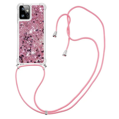 YB Quicksand Series-4 for Motorola Moto G Power 5G Case TPU Glitter Liquid Phone Cover with Lanyard