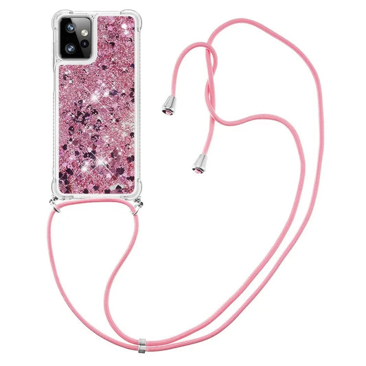 YB Quicksand Series-4 for Motorola Moto G Power 5G Case TPU Glitter Liquid Phone Cover with Lanyard