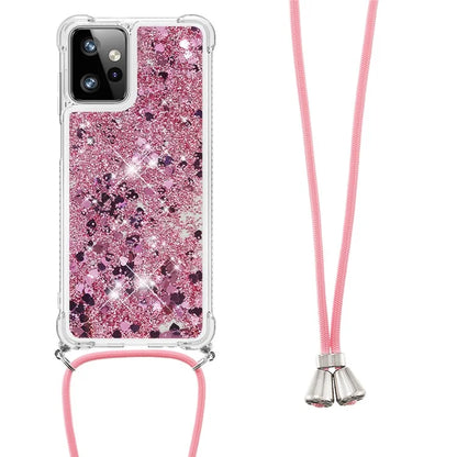 YB Quicksand Series-4 for Motorola Moto G Power 5G Case TPU Glitter Liquid Phone Cover with Lanyard