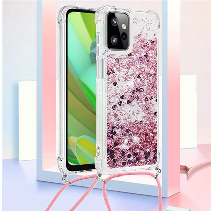 YB Quicksand Series-4 for Motorola Moto G Power 5G Case TPU Glitter Liquid Phone Cover with Lanyard