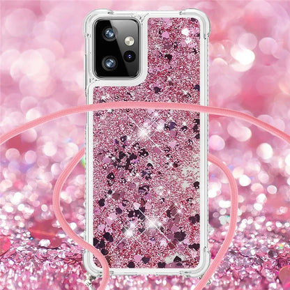YB Quicksand Series-4 for Motorola Moto G Power 5G Case TPU Glitter Liquid Phone Cover with Lanyard
