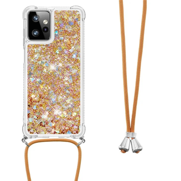 YB Quicksand Series-4 for Motorola Moto G Power 5G Case TPU Glitter Liquid Phone Cover with Lanyard