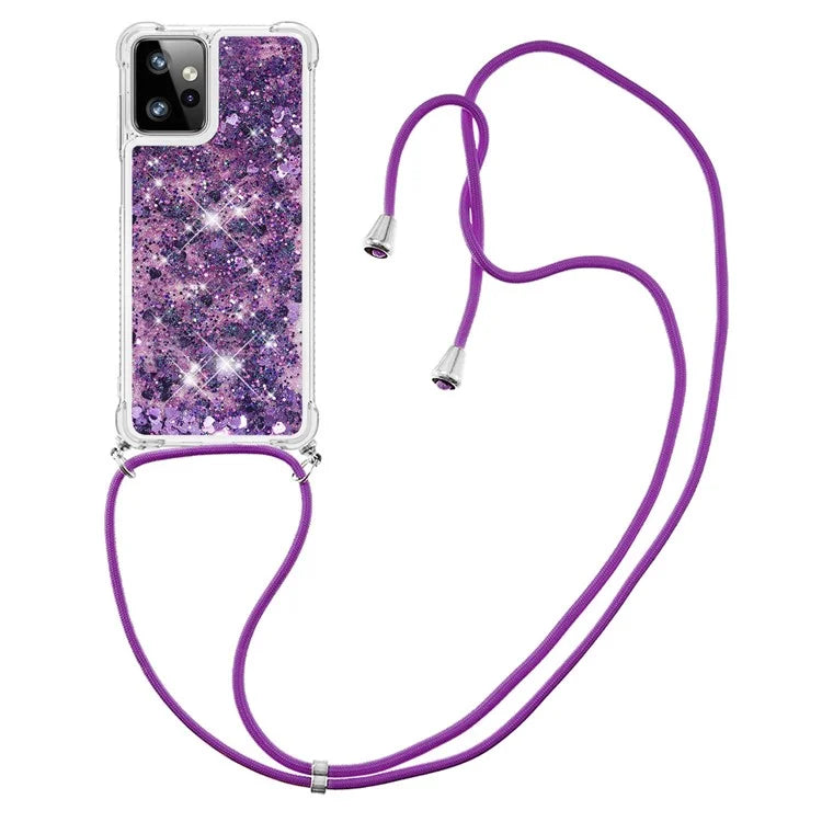 YB Quicksand Series-4 for Motorola Moto G Power 5G Case TPU Glitter Liquid Phone Cover with Lanyard