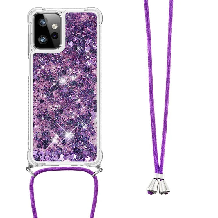YB Quicksand Series-4 for Motorola Moto G Power 5G Case TPU Glitter Liquid Phone Cover with Lanyard