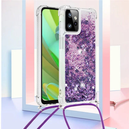 YB Quicksand Series-4 for Motorola Moto G Power 5G Case TPU Glitter Liquid Phone Cover with Lanyard