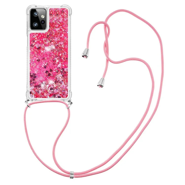 YB Quicksand Series-4 for Motorola Moto G Power 5G Case TPU Glitter Liquid Phone Cover with Lanyard
