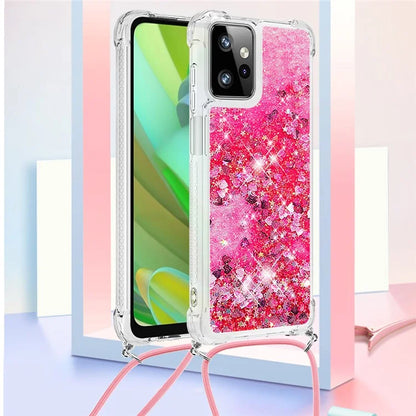 YB Quicksand Series-4 for Motorola Moto G Power 5G Case TPU Glitter Liquid Phone Cover with Lanyard