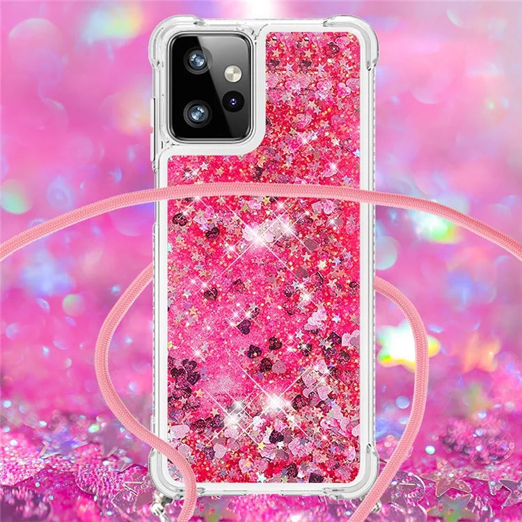 YB Quicksand Series-4 for Motorola Moto G Power 5G Case TPU Glitter Liquid Phone Cover with Lanyard