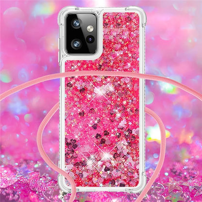 YB Quicksand Series-4 for Motorola Moto G Power 5G Case TPU Glitter Liquid Phone Cover with Lanyard