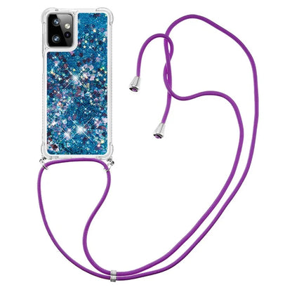 YB Quicksand Series-4 for Motorola Moto G Power 5G Case TPU Glitter Liquid Phone Cover with Lanyard