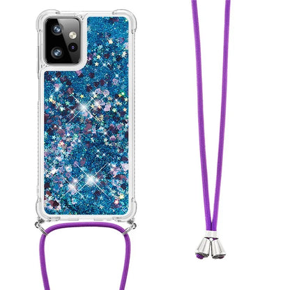 YB Quicksand Series-4 for Motorola Moto G Power 5G Case TPU Glitter Liquid Phone Cover with Lanyard