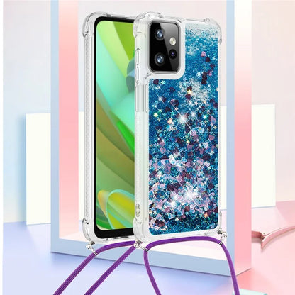 YB Quicksand Series-4 for Motorola Moto G Power 5G Case TPU Glitter Liquid Phone Cover with Lanyard