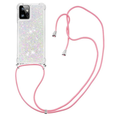 YB Quicksand Series-4 for Motorola Moto G Power 5G Case TPU Glitter Liquid Phone Cover with Lanyard