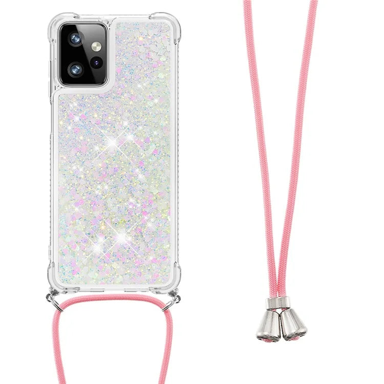 YB Quicksand Series-4 for Motorola Moto G Power 5G Case TPU Glitter Liquid Phone Cover with Lanyard