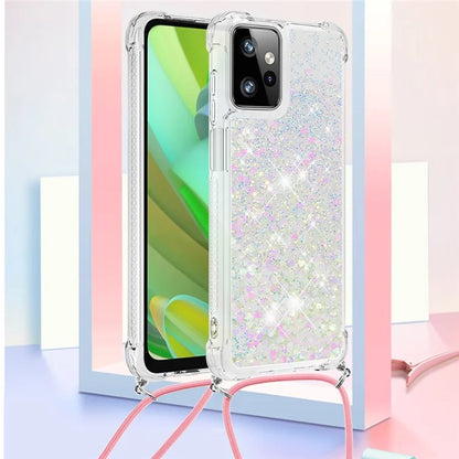 YB Quicksand Series-4 for Motorola Moto G Power 5G Case TPU Glitter Liquid Phone Cover with Lanyard