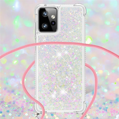 YB Quicksand Series-4 for Motorola Moto G Power 5G Case TPU Glitter Liquid Phone Cover with Lanyard