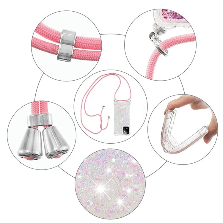 YB Quicksand Series-4 for Motorola Moto G Power 5G Case TPU Glitter Liquid Phone Cover with Lanyard