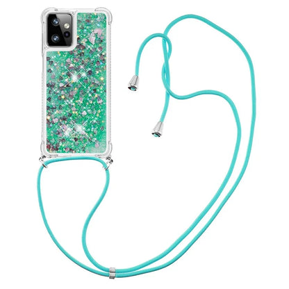 YB Quicksand Series-4 for Motorola Moto G Power 5G Case TPU Glitter Liquid Phone Cover with Lanyard