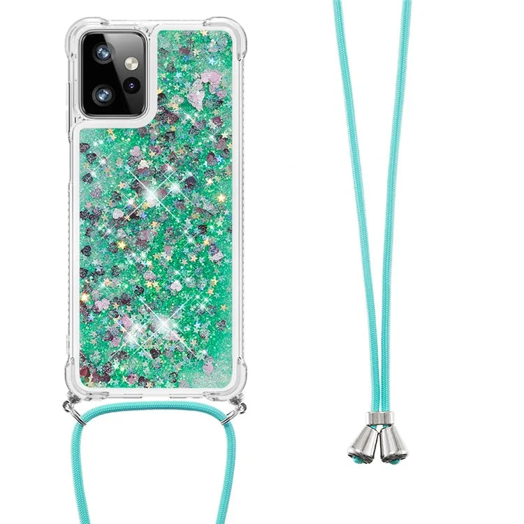 YB Quicksand Series-4 for Motorola Moto G Power 5G Case TPU Glitter Liquid Phone Cover with Lanyard