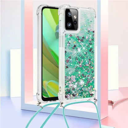 YB Quicksand Series-4 for Motorola Moto G Power 5G Case TPU Glitter Liquid Phone Cover with Lanyard