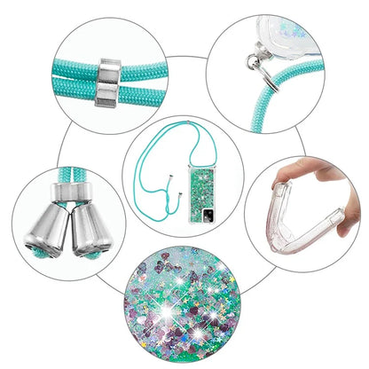 YB Quicksand Series-4 for Motorola Moto G Power 5G Case TPU Glitter Liquid Phone Cover with Lanyard