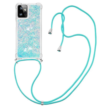 YB Quicksand Series-4 for Motorola Moto G Power 5G Case TPU Glitter Liquid Phone Cover with Lanyard