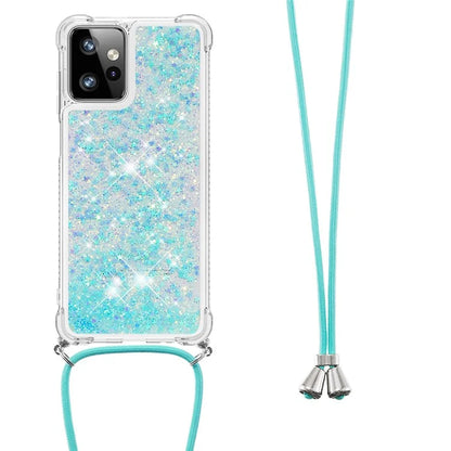 YB Quicksand Series-4 for Motorola Moto G Power 5G Case TPU Glitter Liquid Phone Cover with Lanyard