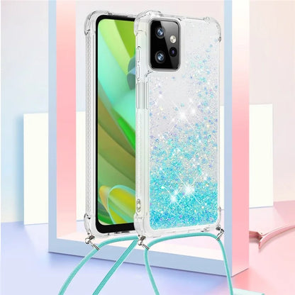 YB Quicksand Series-4 for Motorola Moto G Power 5G Case TPU Glitter Liquid Phone Cover with Lanyard