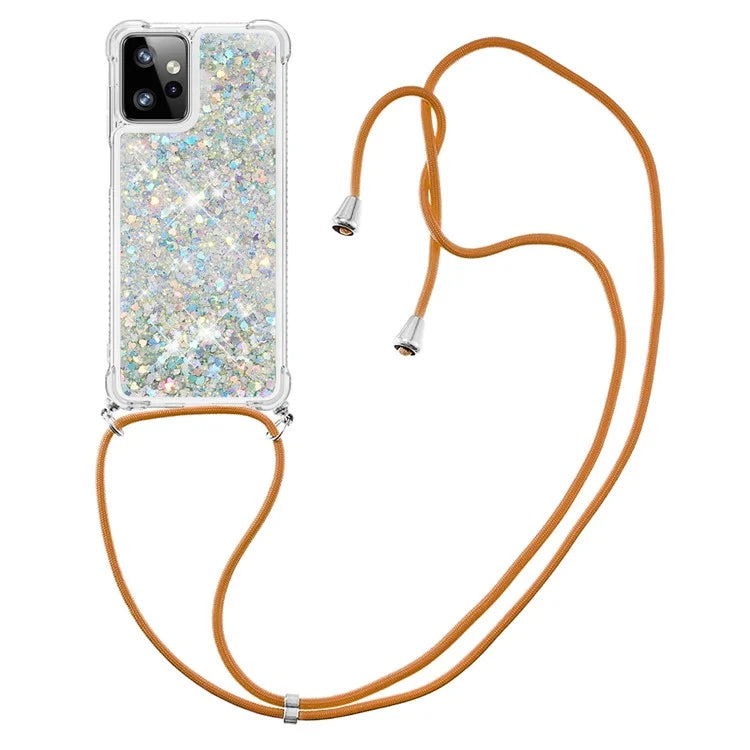 YB Quicksand Series-4 for Motorola Moto G Power 5G Case TPU Glitter Liquid Phone Cover with Lanyard