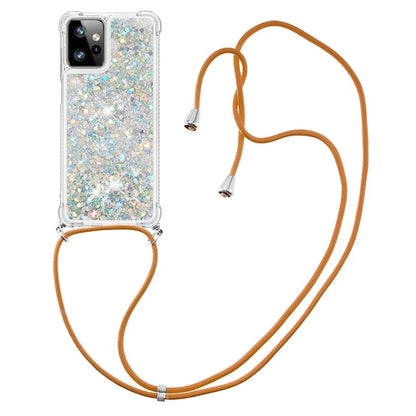 YB Quicksand Series-4 for Motorola Moto G Power 5G Case TPU Glitter Liquid Phone Cover with Lanyard